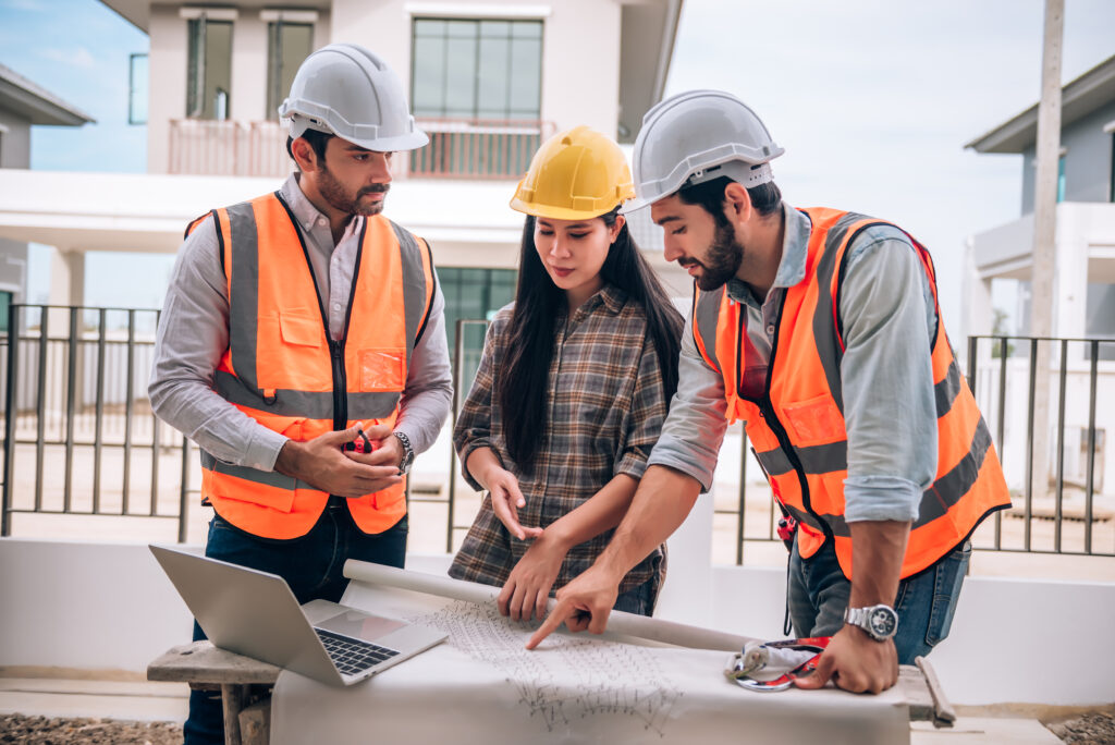 workers plan a air tightness test